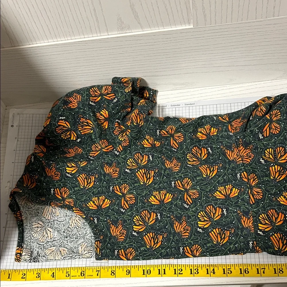 Women's Green Midi Dress with Orange Floral Print - Picture 6 of 7